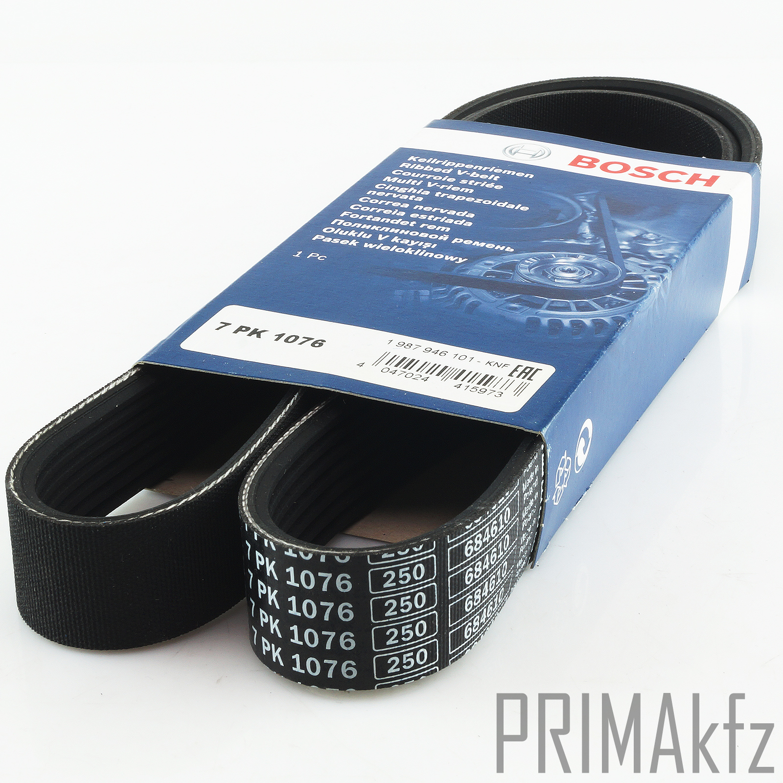 BOSCH 7PK1076 Keilrippenriemen + Spannrolle Fiat Ducato 2.3 JTD 110 120 ...