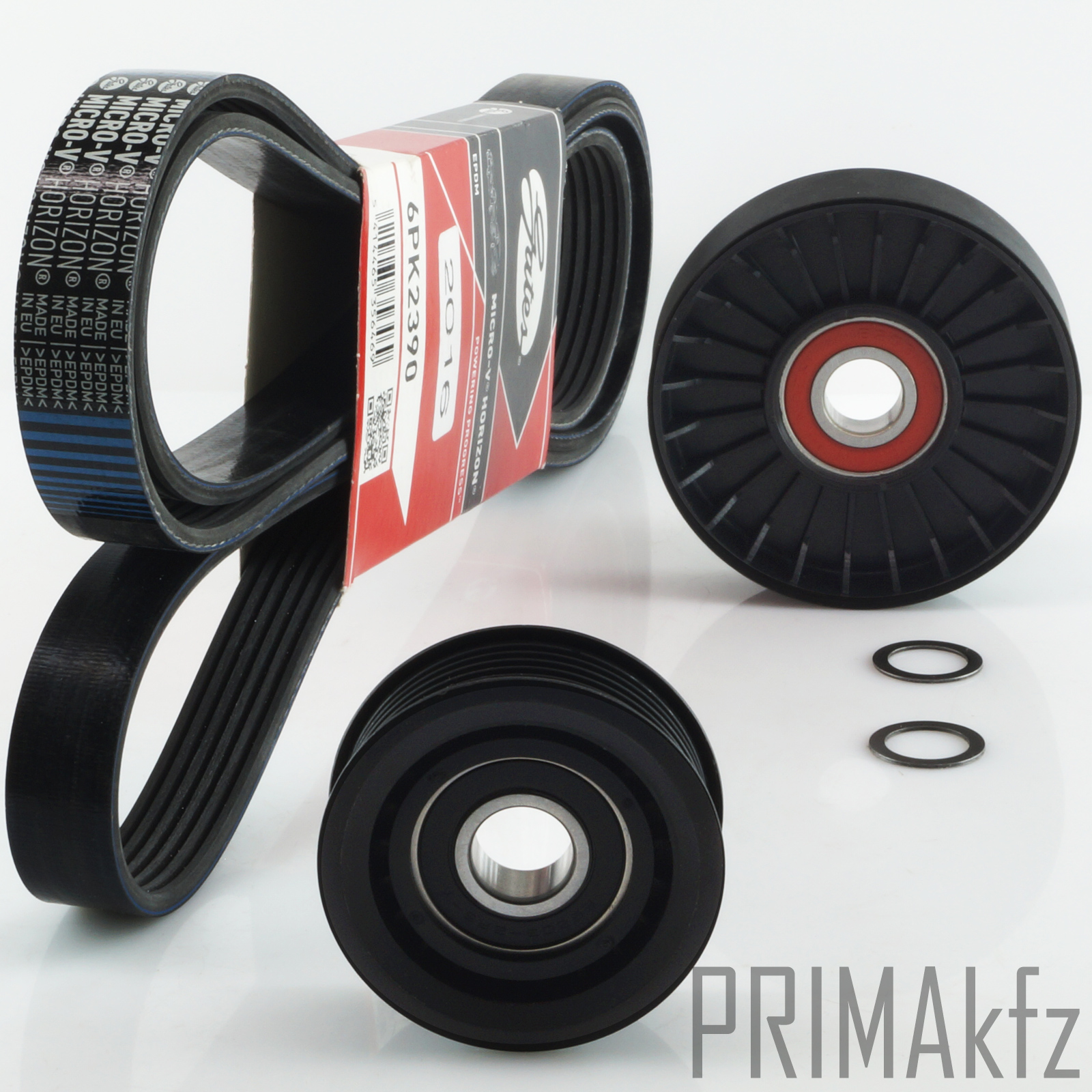Gates 6PK2390 V-Ribbed Belts Idler Pulley Tensioner Mercedes W210 W203 ...