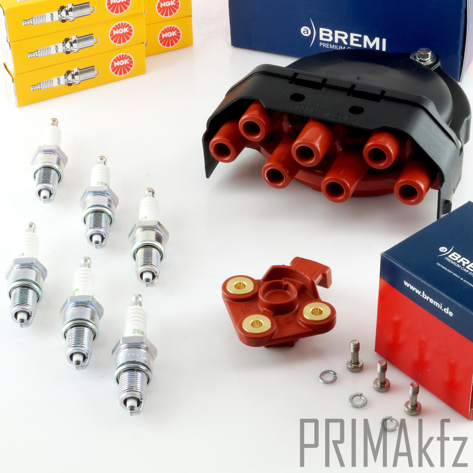 BREMI 8069R Verteilerkappe + Bremi 7004 Verteilerläufer + 6x NGK 5839 ...